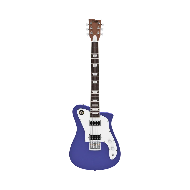 Alpha Standard metallic indigo front Schaller bridge catalog - Steelyjam aluminum guitar